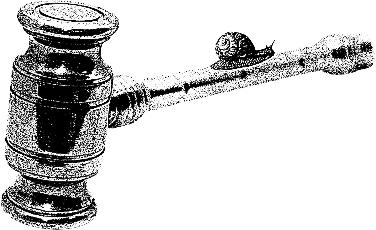 A gavel with a snail on it
